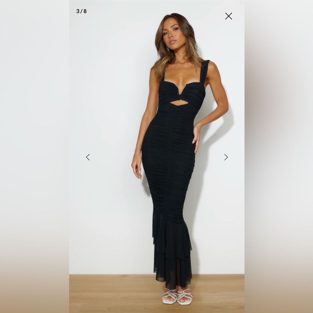 Black Ruched Mermaid Style Evening Dress